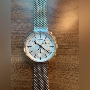 Timex Silver Chronograph Mesh Watch